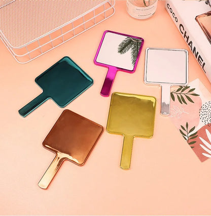 Zonyin Wholesale Electroplate Sliver Gold Handle Mirror Custom logo Small Handheld Square Cosmetic Hand Makeup Mirrors for Women