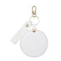 Zonyin LOW MOQ Customized Logo Round Pocket Cosmetic Mirror Pu Leather Portable Small Compact Makeup Mirror with Keychain