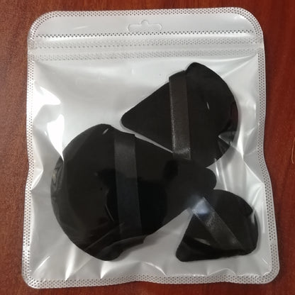 Zonyin Wholesale 3pcs Black Velvet Triangle Powder Puff Custom Logo Soft Mini Large Face Powder Puff for Make up