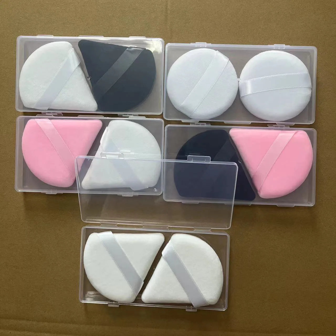 Zonyin 2 Pieces Large Face Powder Puff with a Container Soft Triangle Velour Makeup Puff Big Velvet Body Powder Puff for Women