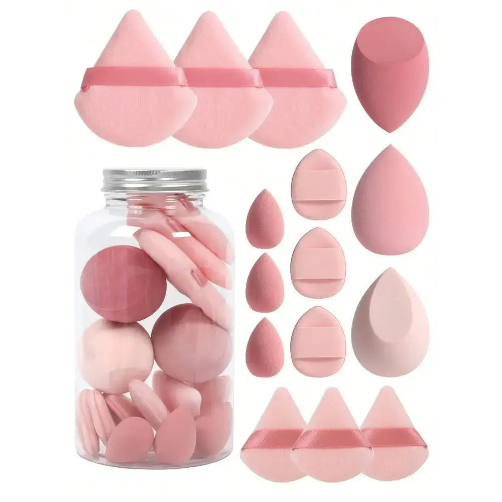 15-piece Mini Triangle Finger Makeup Puff Flocking Air Cushion Makeup Sponge Set Combination Beauty Soft Feature Blending Makeup