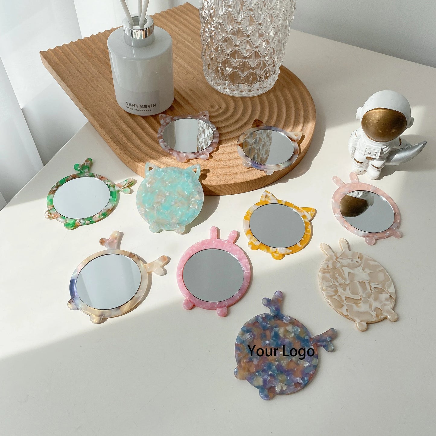 Zonyin Cute Marbled Acetate Small Pocket Cosmetic Mirror Portable Mini Travel Makeup Mirror Personalized Wholesale Promotion