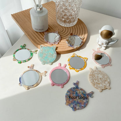 Zonyin Cute Marbled Acetate Small Pocket Cosmetic Mirror Portable Mini Travel Makeup Mirror Personalized Wholesale Promotion