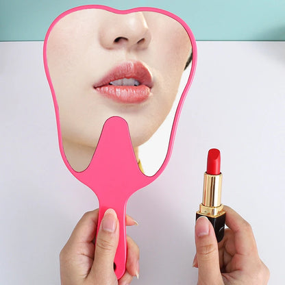 Zonyin Custom Logo Handheld Cosmetic Tooth-Shaped Mirror New Large Plastic Dental Pocket Mirror Personalized Handle Promotional