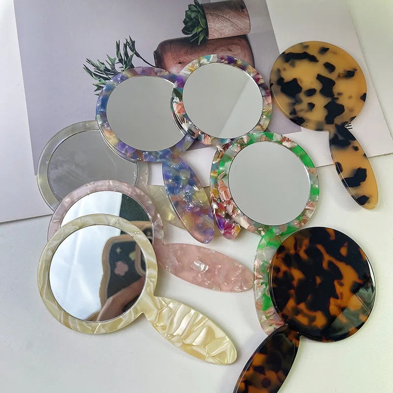 Zonyin Retro Acetic Round Pocket Mirror Cute Handheld Portable Makeup Vanity Mirror for Women and Girls Personalized Features