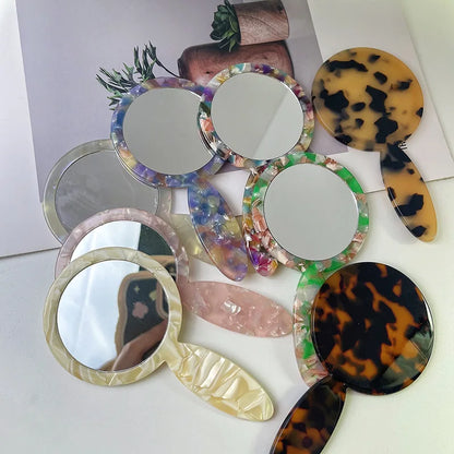 Zonyin Retro Acetic Round Pocket Mirror Cute Handheld Portable Makeup Vanity Mirror for Women and Girls Personalized Features