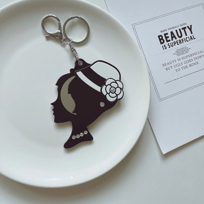 Zonyin Hot Selling Acetate Portable Small Makeup Mirror Key Chain Bag Pendant Accessories Wholesale for Girls Gift