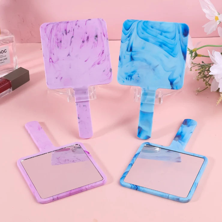 Zonyin Customized logo ABS Plastic Square Trivial Mirror Portable HD Handheld Cosmetic Mirror with Women Makeup