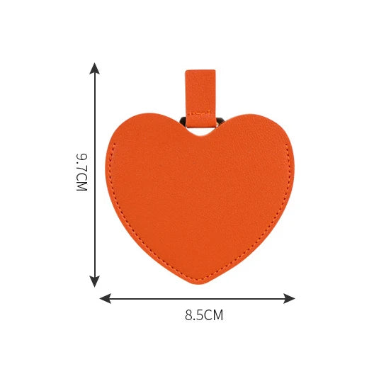 Zonyin Women's Gift Heart Shaped Pu Leather Pocket Mirror Customized Your Logo Small Travel Makeup Mirror for Valentine's Day