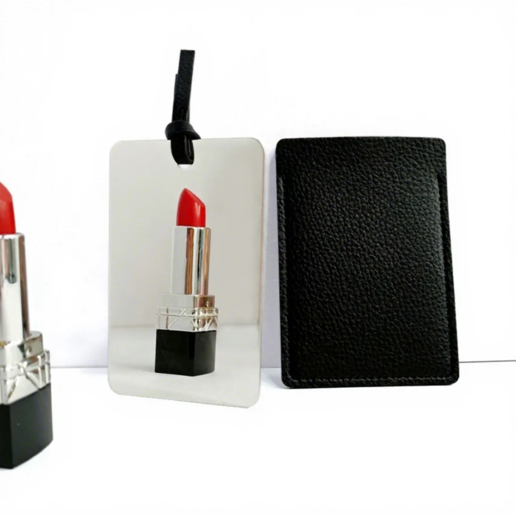Zonyin Portable Stainless Steel Makeup Mirror Ultra Thin Metal Card Pocket Mirror Woman PU Case Gift Cosmetic Mirror for Purse