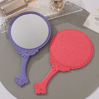 Zonyin Plastic Retro Handheld Mirror European Style Portable Travel Mirror Princess Hand Held Makeup Mirror for Promotion Gift
