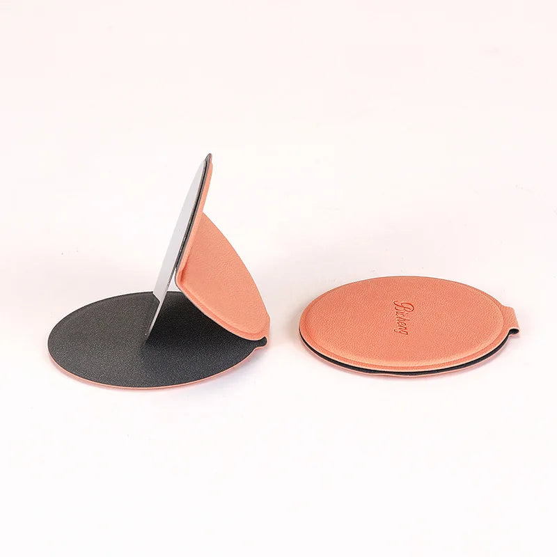 Zonyin Factory Price PU Leather Round Stainless Steel Makeup Mirror Multifunction Portable Foldable Purse Mirror for Promotion