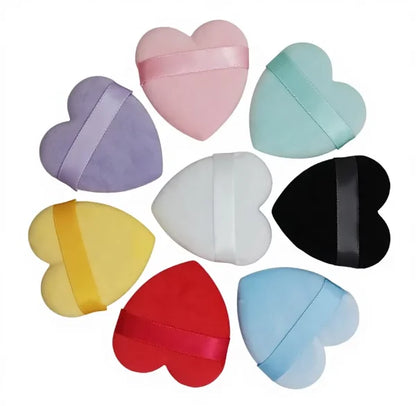 Zonyin Cheap Promotional Gift Beauty Makeup Powder Puff Super Soft Velvet Pink Heart Powder Puff for Women