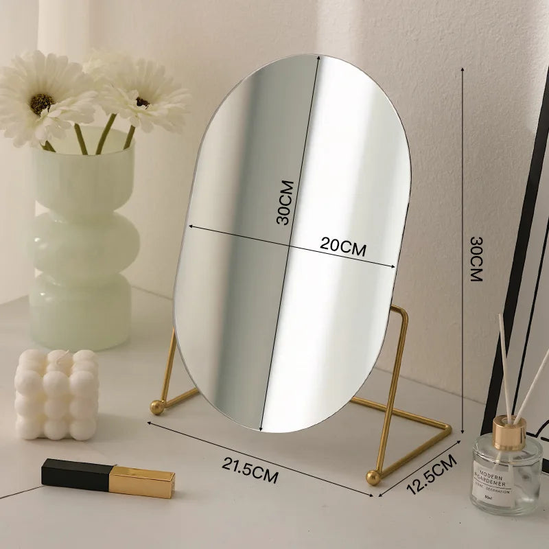 Zonyin Desktop Oval Rotating 360 Makeup Mirror Ins Style Dressing Table Mirror High Aesthetic Bedroom Vanity Mirror
