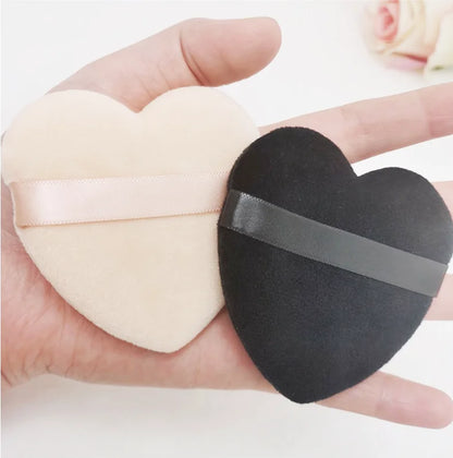 Zonyin Hot Selling Customized Cosmetic Flocking Heart Puff Velvet Makeup Loose Powder Puff Triangle Soft Dry Use