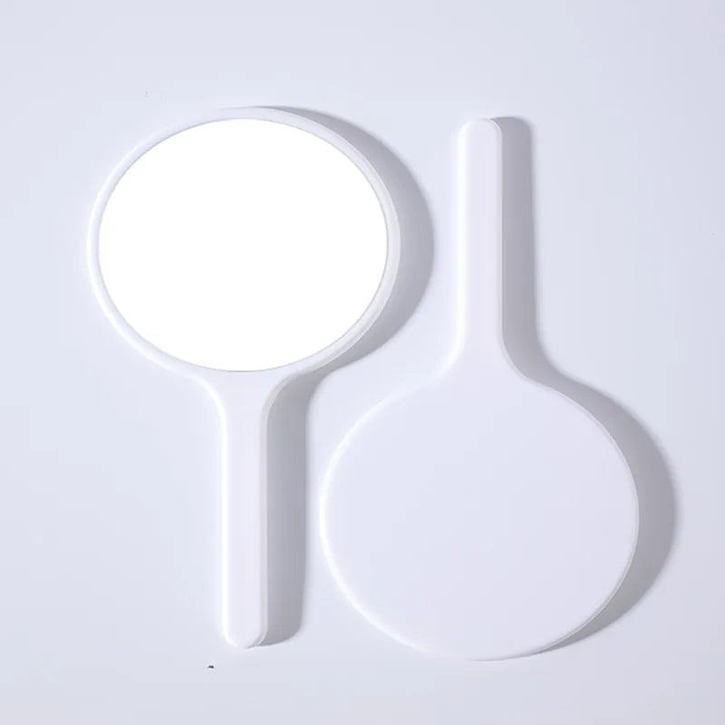 Zonyin Custom Logo Round Small Handheld Makeup Mirror Personalized Handle Pocket Cosmetic Mirror Girl Hand Held Travel Mirror