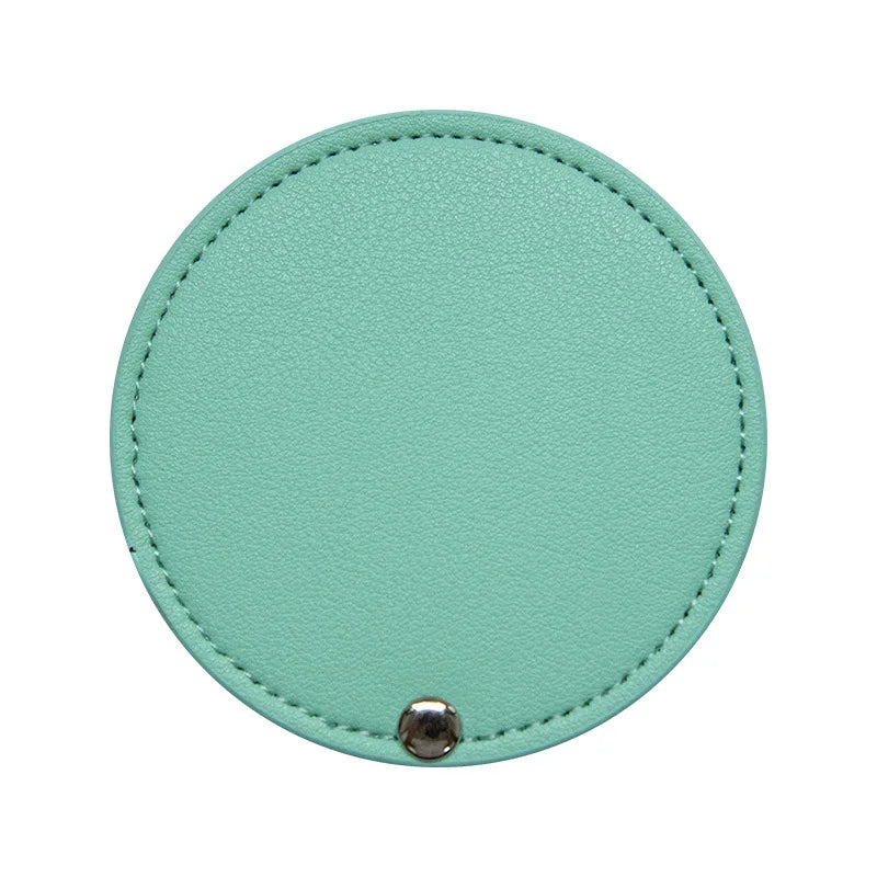 Zonyin Wholesale White Round Pocket Mirror Pu Leather Glass Small Travel Cosmetic Mirror for Women Girls