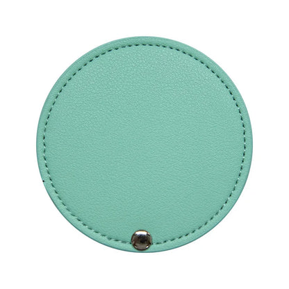 Zonyin Wholesale White Round Pocket Mirror Pu Leather Glass Small Travel Cosmetic Mirror for Women Girls