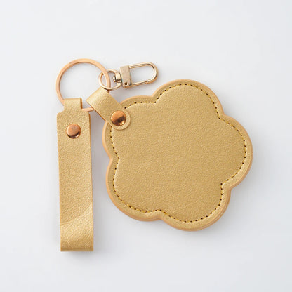 Zonyin New Flower Design Pocket Makeup Mirror Portable Pu Leather Small Travel Hand Mirror Logo Custom With Metal Keychain