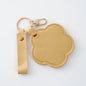 Zonyin New Flower Design Pocket Makeup Mirror Portable Pu Leather Small Travel Hand Mirror Logo Custom With Metal Keychain