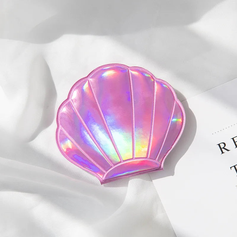 Zonyin Trendy Shell-Shaped Folding Double Sided Magnifying Travel Wholesale Beauty Cosmetic Mini Compact Pocket Mirror for Women