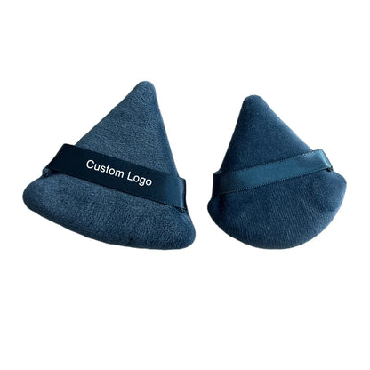 Zonyin Super Soft Velour Pure Cotton Powder Puff Custom Logo Beauty Sponge Face Makeup Triangle Powder Puffs for Face