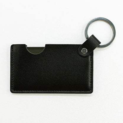 Zonyin Small White Rectangle Pu Leather Keychain Mirror Custom Private Logo Portable Travel Makeup Hand Pocket Mirror for Bag