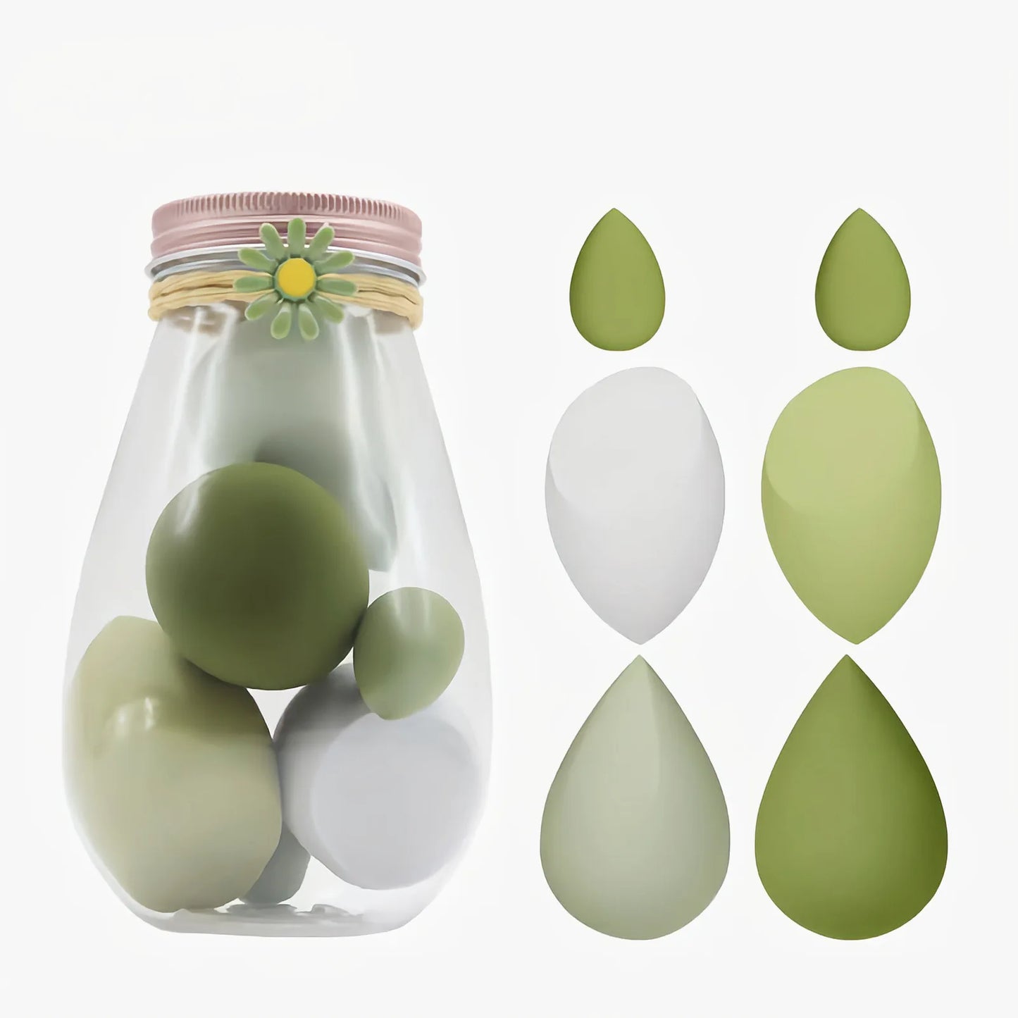 High Resilience 6Pcs Teardrop Mini Beauty Makeup Tools Blender Puff Foundation Blending Makeup Sponge Set With Bottle Box