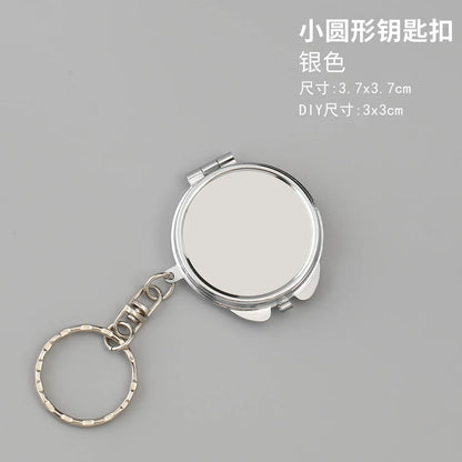 Zonyin Metal Keychain Mirror Creative Double Sided Folding Pocket Mirror Mini Gift Cosmetic Mirror with Ring for DIY Crafts