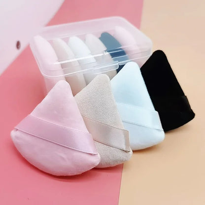 Zonyin Super Soft White Velvet Triangle Powder Puff Face Makeup Sponge Cosmetic Puff for Loose Powder