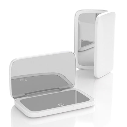 Zonyin Custom Logo Double-Side Handheld Makeup Mirror with Lights Travel Compact Portable Folding LED Rechargeable Square Mirror