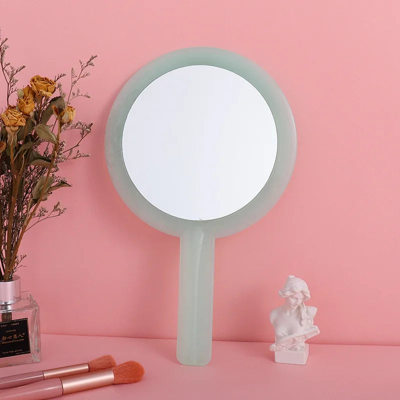 Zonyin New Round Double-sided Hand-held Travel Mirror Wholesale Makeup Mirror Portable Magnifying Glass Vanity Cosmetic Mirror