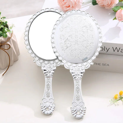 Zonyin High Quality Gold Oval Handheld Makeup Mirror Custom Logo Vanity Retro Hand Held Cosmetic Mirror for Women Girls Gift