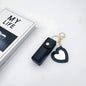 Zonyin High Quality Love Shape PU Leather Makeup Keychain Mirror Portable Heart Small Mirror and Lipstick Holder for Women Girls