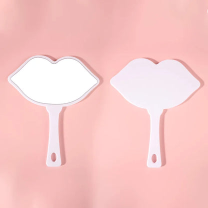 Zonyin Hot Sale Custom logo Large Handheld Mirror Lip Design Portable Plastic Personalized Hand Cosmetic Makeup Mirror for Girls