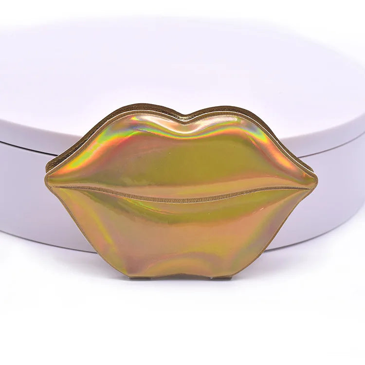 Zonyin Wholesale Personalized Custom Glittery Leather Lip Shaped Small Compact Pocket Makeup Mirror With Logo