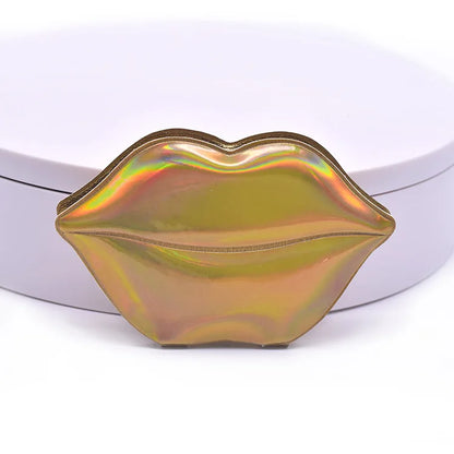 Zonyin Wholesale Personalized Custom Glittery Leather Lip Shaped Small Compact Pocket Makeup Mirror With Logo