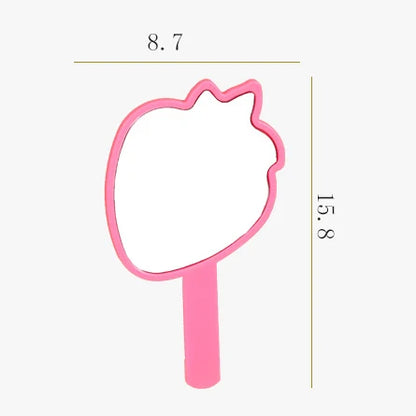 Zonyin New Arrival Strawberry Shape Customized Portable Mini Handheld Plastic Cosmetic Makeup Mirror for Children Girls