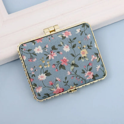 Zonyin High Quality Handheld Makeup Mirror Wholesale Vintage Silk Fabric Rectangle Oval & Round Sided Mirrors with Double Sides