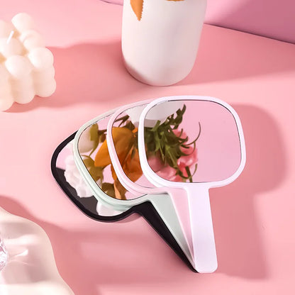 Zonyin Custom Logo Plastic Square Salon Barber Makeup Mirrors Portable Private Label Handheld Mirror With Handle