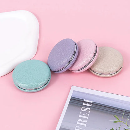 Zonyin Custom Logo Foldable Double-sided Pocket Mirror 1X/2X Portable Mini Pu Glitter Macarons Round Makeup Mirror with Keychain