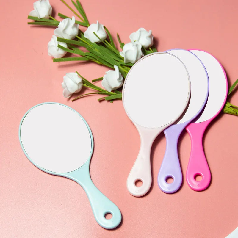 Zonyin Promotional Plastic Portable Handheld Makeup Mirrors Lightweight Private Label Oval Small Hand Held Mirror Logo Custom