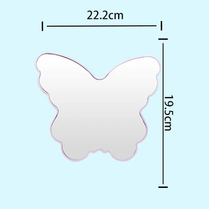 Zonyin Customized Logo Personalized Folding Desktop Cosmetic Mirror Large Cute Butterfly Shape Plastic Table Makeup Mirror