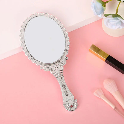 Zonyin Gold Vintage Handheld Makeup Mirror Goldplated Plastic Hand Personalized Portable Cosmetic Vanity Mirror for Wedding