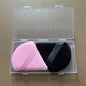 Zonyin Top Selling 2Pcs Black White Large Triangle Powder Puff Ultra Soft Velour Face Body Loose Powder Puff With Plastic Box