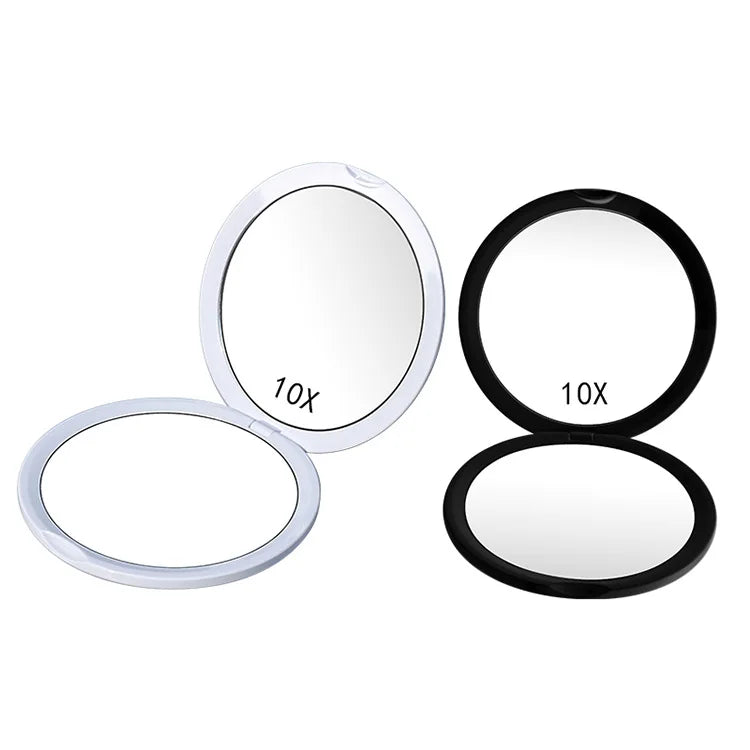 Zonyin Double-Sided Travel Makeup Mirror 10X Magnifying Compact Handbag Cosmetic Mirror Handheld Round Folding Pocket Mirror