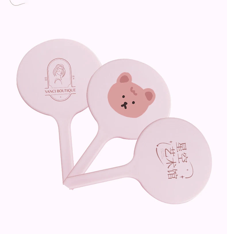 Zonyin Recyclable Plastic Round Makeup Mirror Single Sided Portable Small Handheld Mirror Customized logo Travel Mirror