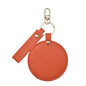 Zonyin LOW MOQ Customized Logo Round Pocket Cosmetic Mirror Pu Leather Portable Small Compact Makeup Mirror with Keychain