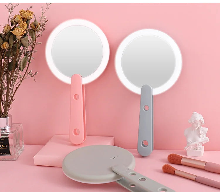 Zonyin OEM Private Label Handheld Compact Led Lights Travel Small Portable Cosmetic Espejo Makeup Led Mirror Led Pocket Mirror