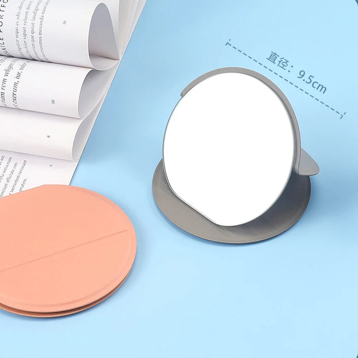 Zonyin High Quality HD Glass Round Desktop Pocket Mirror Foldable Pu Leather Compact Makeup Mirror for Travel